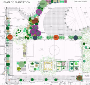 plan de plantation, marier volumes, ensoleillement usages et couleurs.